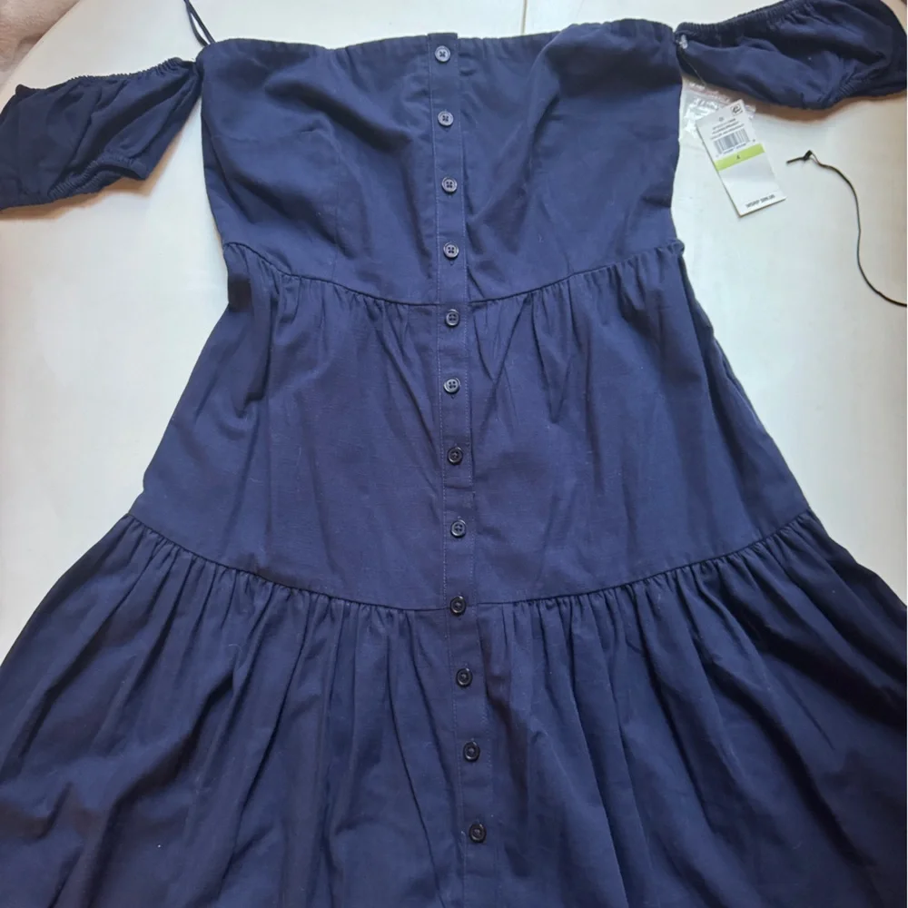 1. State Navy Off-Shoulder Mini Dress - Picture 3 of 6
